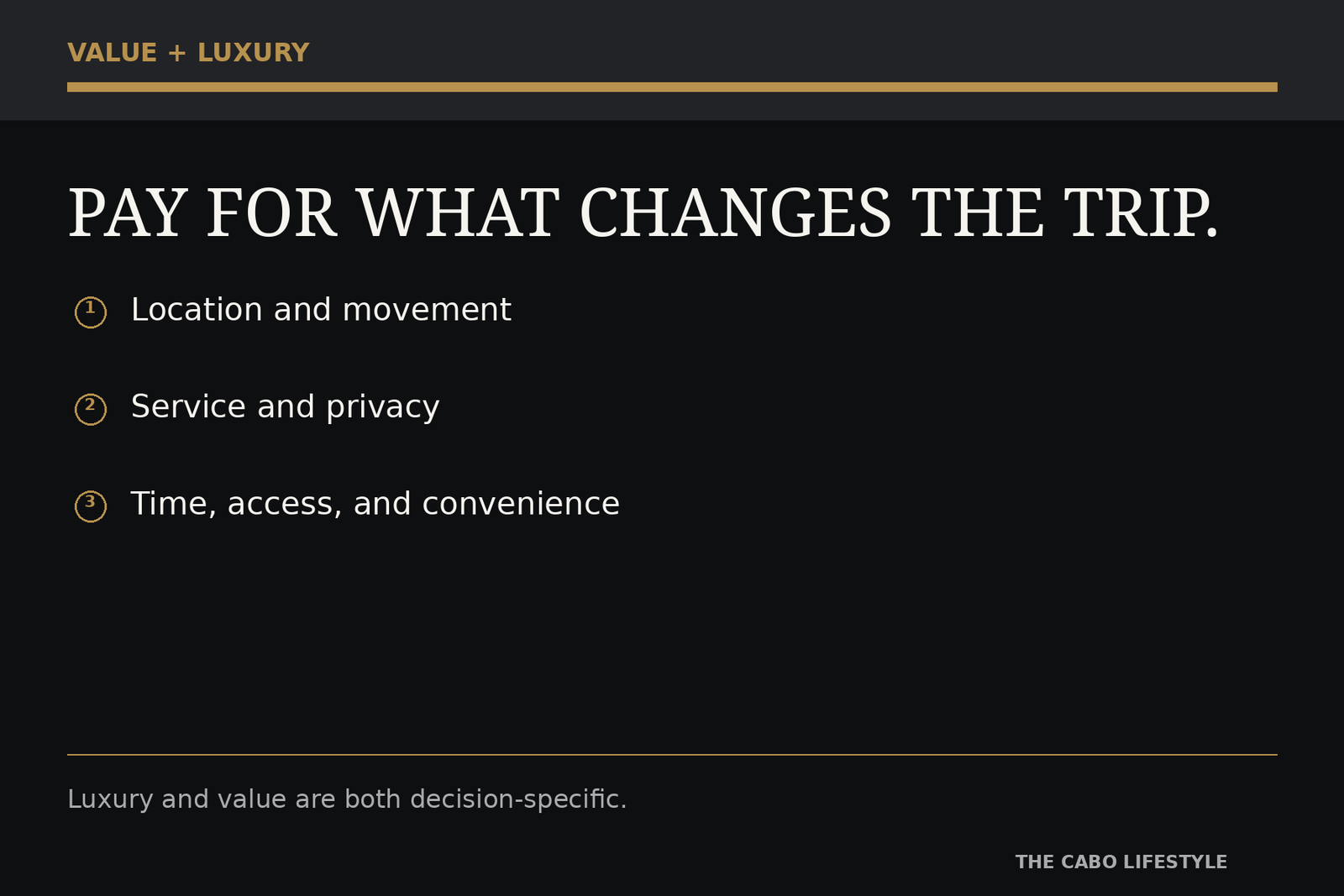 Editorial decision graphic comparing value-conscious and luxury travel priorities.